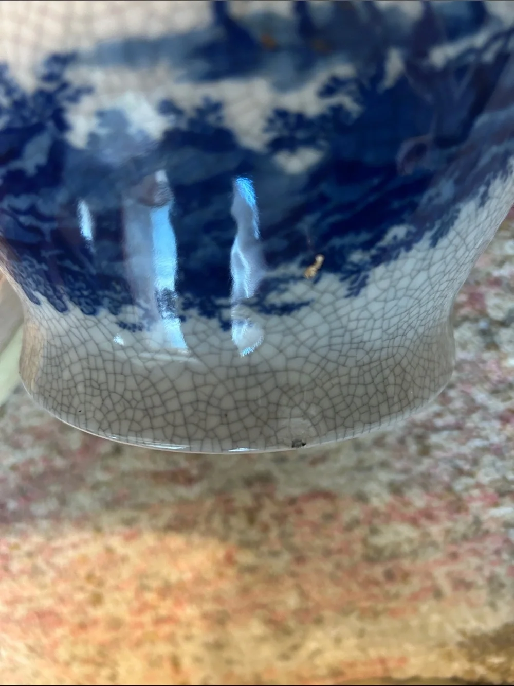 Victoria Ware Ironstone cobalt blue and white scenery vase